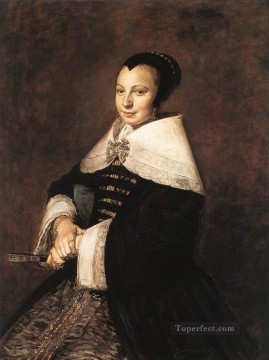 フランス・ハルス Painting - 扇子を持って座っている女性の肖像 オランダ黄金時代 フランス ハルス